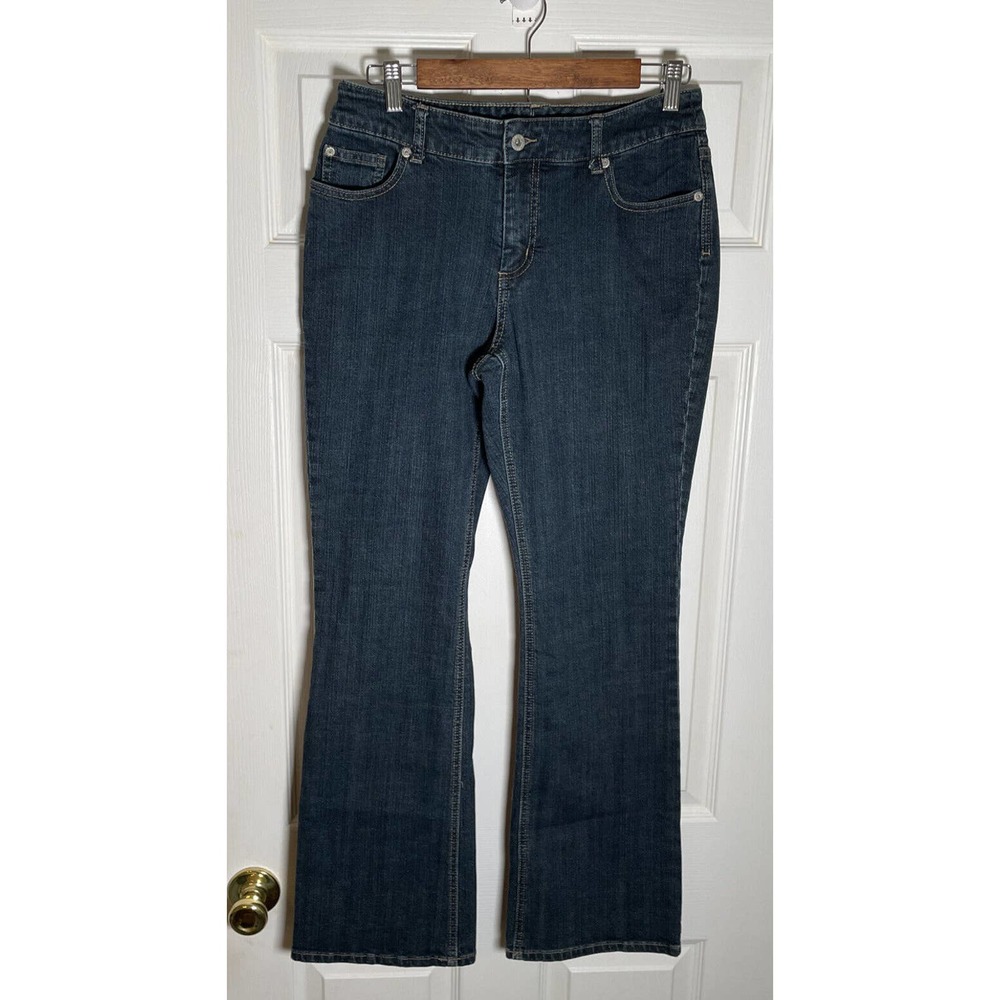 Chicos Platinum Charm MR Blue Denim Jeans Bootcut Size 1 Regular Woman’s